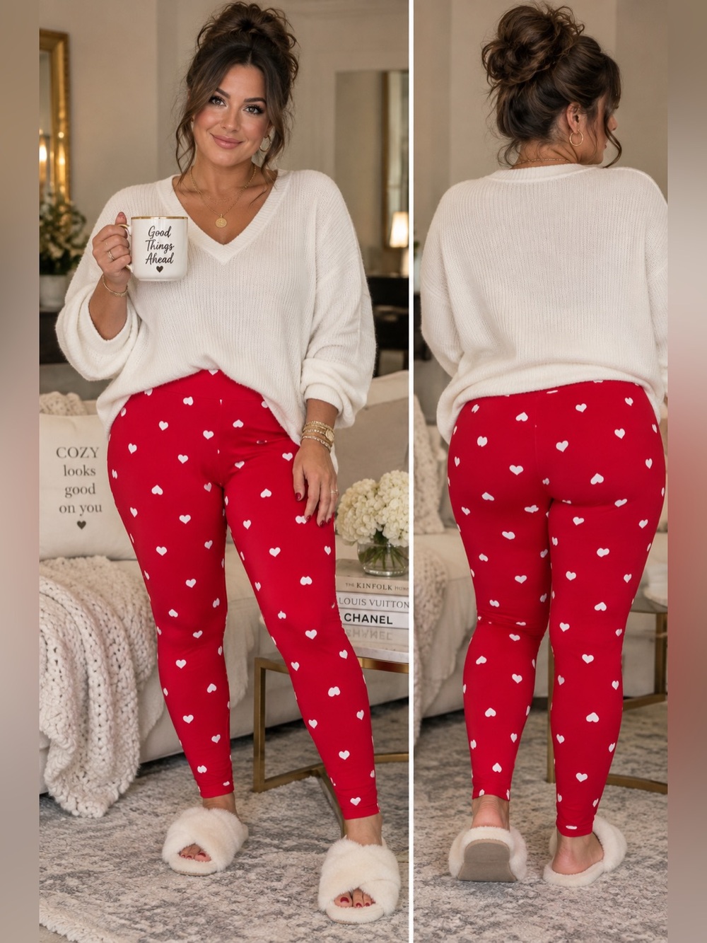LULAROE Heart Print Leggings EUC